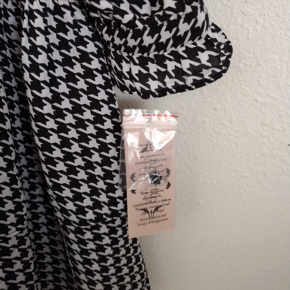 Nanette Lepore NWT black white houndstooth print tiered dress size 12 - Picture 11 of 13
